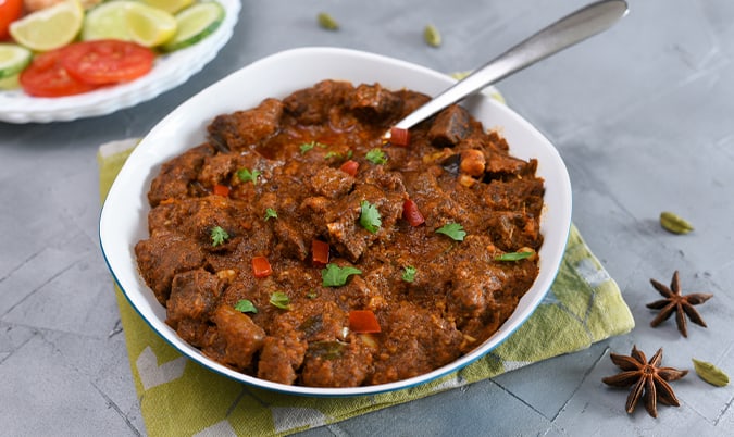 Lamb or beef vindaloo hot spicy curry
