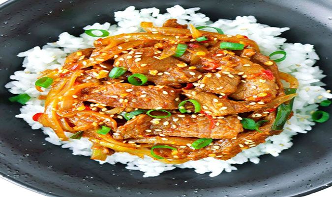 Hot and Spicy Pork with Steamed Rice
