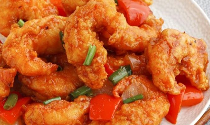 Sweet and Sour Fried King Prawns