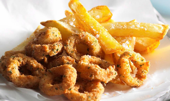 Battered Squid And Chips