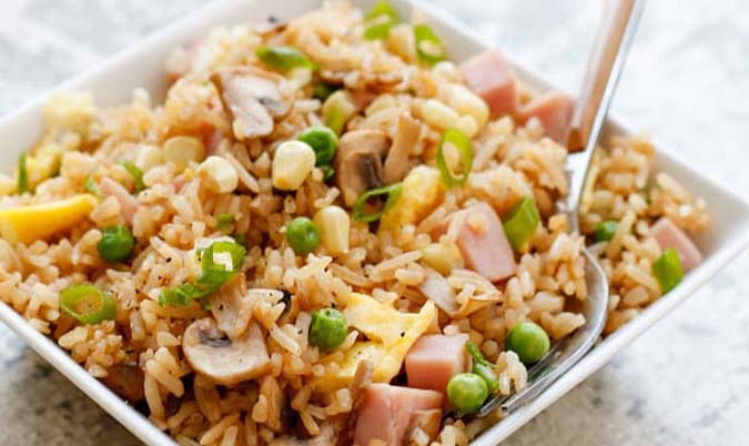 Fried Rice with egg, Peas And Ham