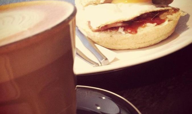 Bacon and Egg Roll and Small Coffee