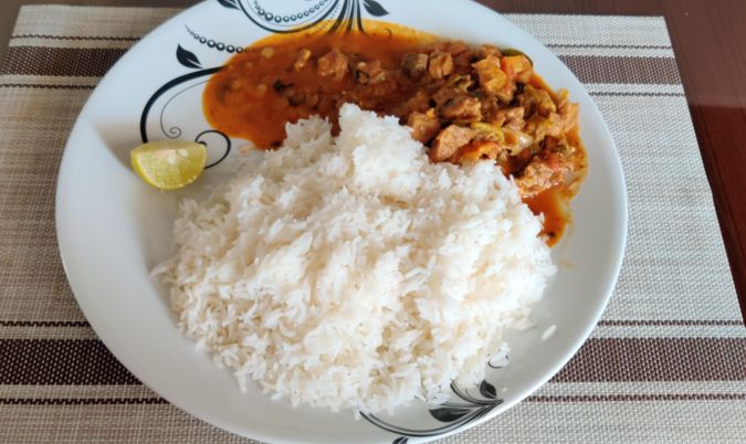 Plain Rice with curry