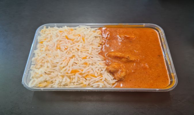 Butter chicken or chicken curry with rice