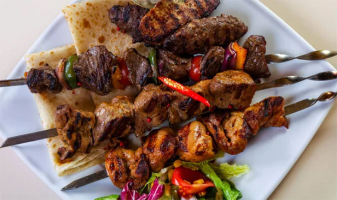 Mixed char-grilled skewers plate