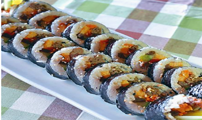 Kimbap, chicken teriyaki