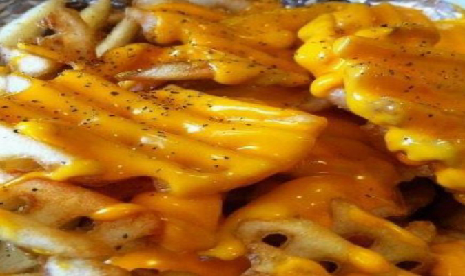 Waffle broaster cheesy fries