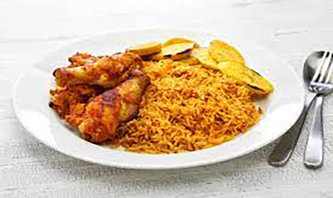 African Fried Rice With Chicken And Plantain