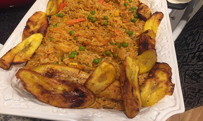 African Fried Rice With Beef And Plantain