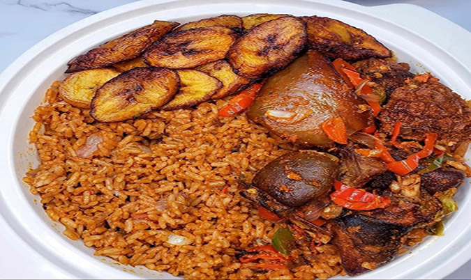Jollof Rice With Beef And Plantain