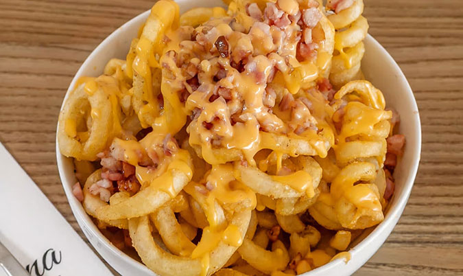 Cheesy Bacon Spiral Fries