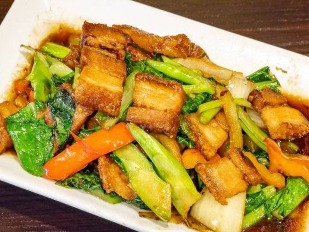 Pad Pak Moo KROB (Pork Belly)