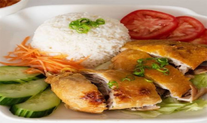 Steamed Rice and Crispy Chicken