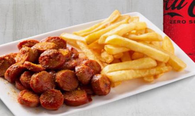 German Currywurst in a roll