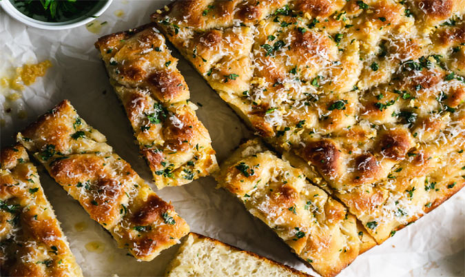 Garlic and cheese focaccia