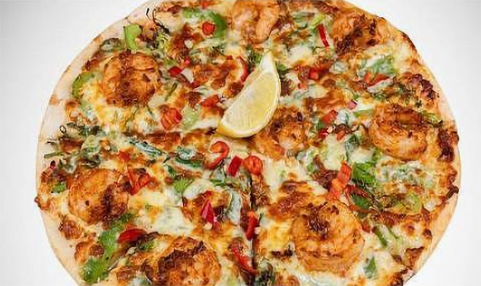 Szechuan Prawns Pizza