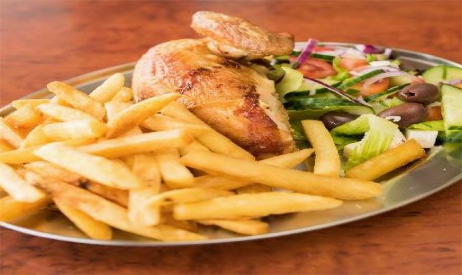 Quarter Chicken and Chips with Salad