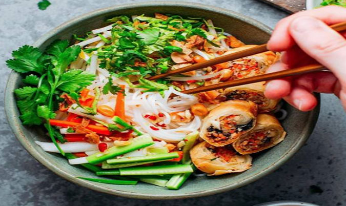 Prawn and Pork Spring Roll Vermicelli Salad Bowl