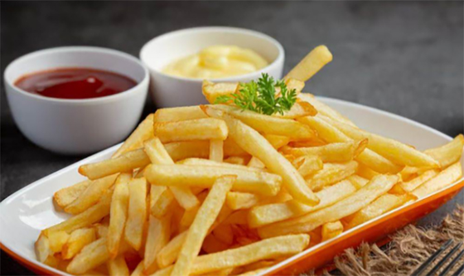French fries with catchup sauce