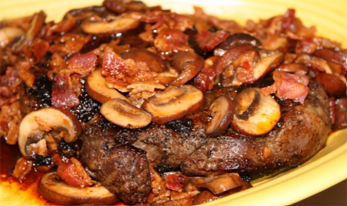 Steak with Bacon and Mushroom