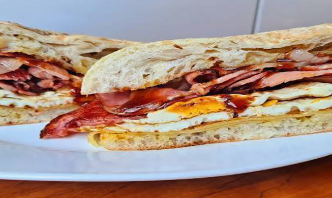 Bacon and Egg on Turkish Bread