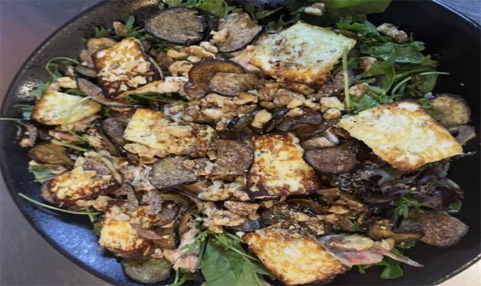 Eggplant Halloumi Salad