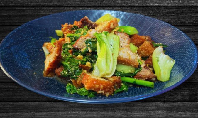 Crispy Pork Belly with Chinese Broccoli