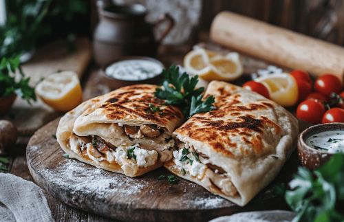Chicken, Mushroom and Mozzarella Cheese Gozleme