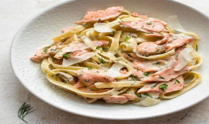 Salmon with Pappardelle