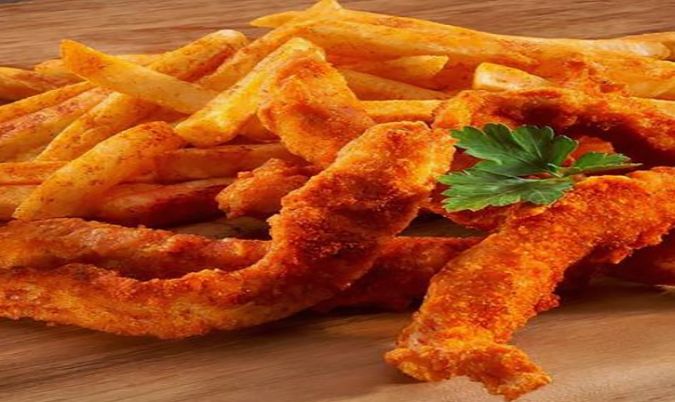 Chicken Strips, Chips and Dip