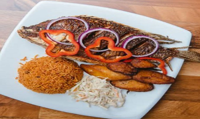 Fried Tilapia served with stew