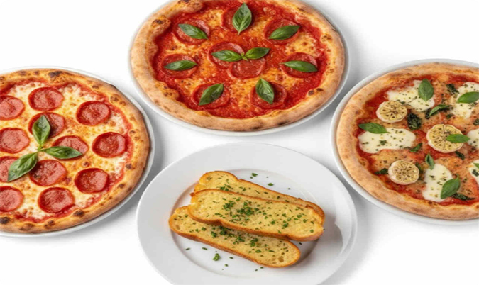 3x Large Pizzas, Garlic Bread, 1.25ltr