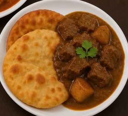 Lamb Curry and Two Parathas