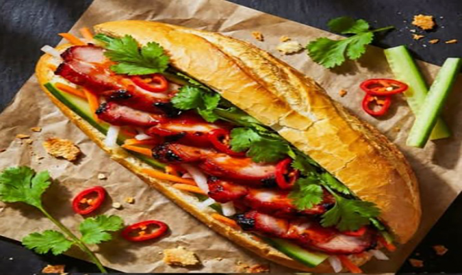 Barbecue Pork Banh Mi Cha siu pork