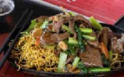 Sizzling stir Fried Beef Brisket with Rice Noodle Rolls