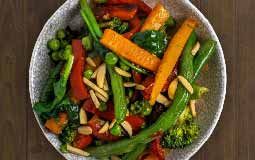 Seasonal Vegetables Topped With Roast Almonds